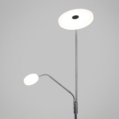 Candeeiro de pé BAYANI com braço de leitura 28W+6W LED 3000-6500K Alt.179xD.25cm niquel