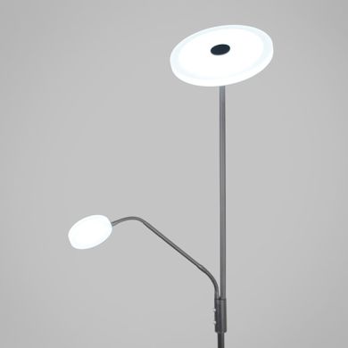 Candeeiro de pé BAYANI com braço de leitura 28W+6W LED 3000-6500K Alt.179xD.25cm niquel