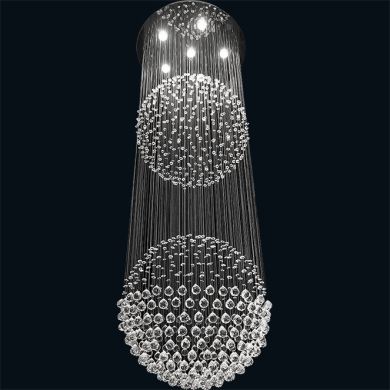 Lámpara de Techo PLANET redondo 6xGU10 Al.190xD.60cm Cristales y Hoja Niquelada