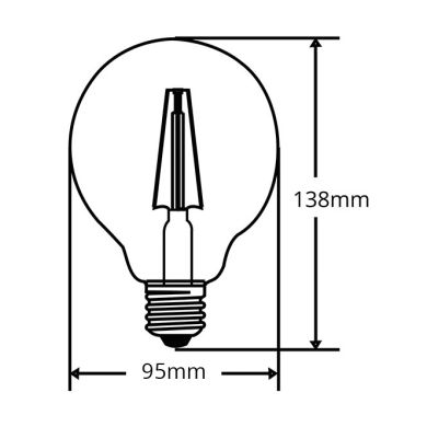 Bombilla E27 (grueso) Globo JOBIM LED D95 4W 2200K 200lm Ambar-A+