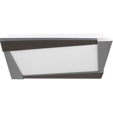 Plafond CORINDON square 2xG11 PL L.54xW.39xH.5cm Glass Wengue/Satin Nickel