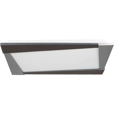 Plafond CORINDON square 2xG11 PL L.64xW.39xH.5cm Glass Wengue/Satin Nickel