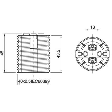 Portalámparas E27 termoplastico negro 2 piezas liso roscado