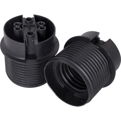 Portalámparas E27 termoplastico 2 piezas negro 2 piezas liso semiroscado