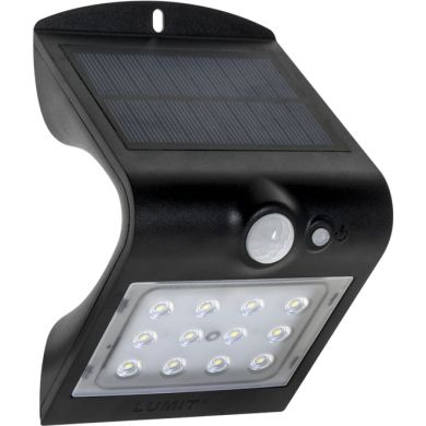 Solar Wall Lamp SOLARIS IP65 1x1,5W LED+1xLED 220lm 6000K L.9,5xH.14,5Black