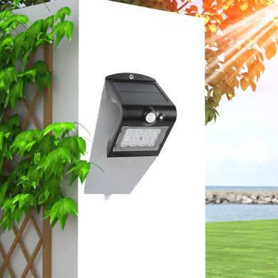 Aplique Solar SOLARIS IP65 4W 500lm LED 4000K+LED trasero 4000K L.14xAn.11,48xAl.21,11cm Blanco