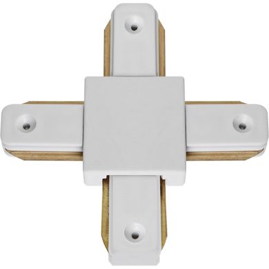 Conector en forma de "X" para carril ADONIS (2 hilos) en aluminio color blanco