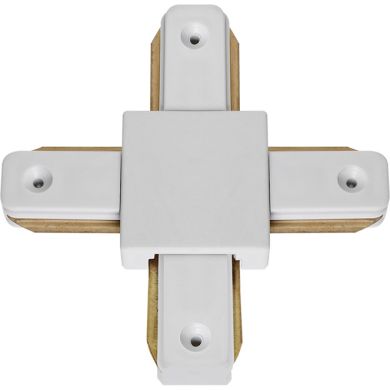 "X" shaped connector for ADONIS track (2 wires) in white aluminum