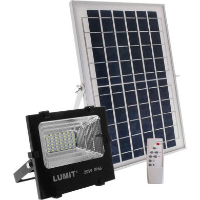 Proyector Solar JUNOT IP66 1x20W LED 400lm 6500K L.17xAn.5,1xAl.14,8cm Negro (2cx)