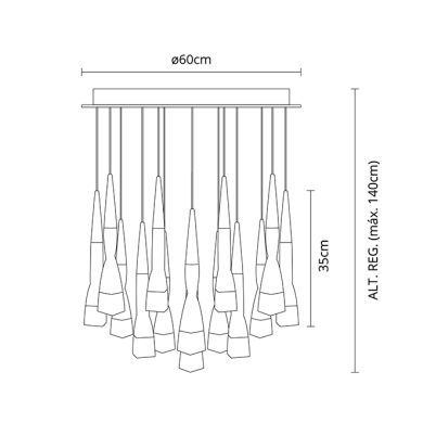 Ceiling Lamp METEOR 16x7W LED 8400lm 3300K H.Reg.xD.60cm Champanhe