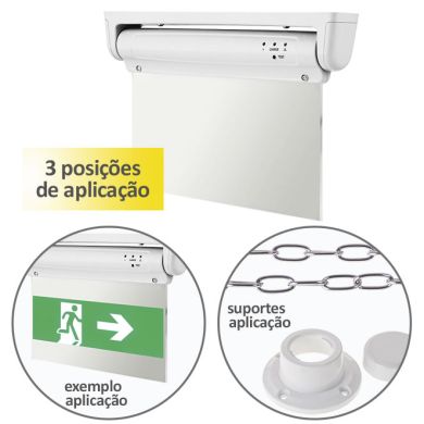 Luz de emergência KAZDAN permanente com telecomando1x2W LED 8lm C.37xL.4,7xAlt.22,5cm Branco