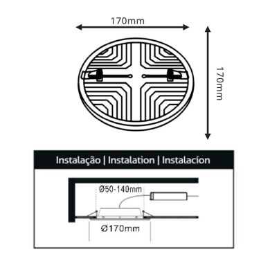 Downlight LIRA round 1x24W LED 2160lm 3000K 120° H.1,5xD.17cm White