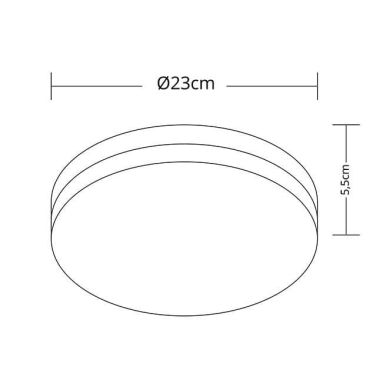 Plafond MEDINA pequeno IP54 1x18W LED 1440lm 4000K Alt.5,5xD.23cm Branco