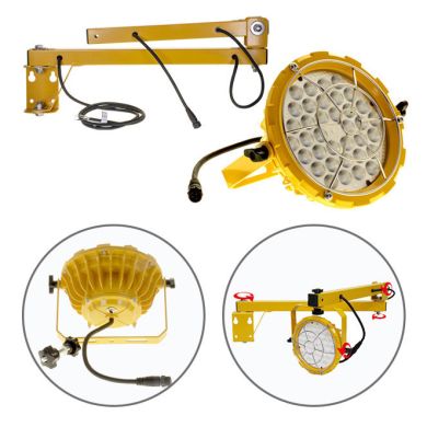 Wall Lamp KASPER articulated IP65 1x50W LED 5500lm 5700K 36° xD.24,5cm Yellow