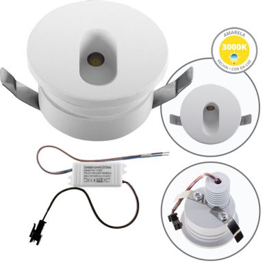 Foco de encastrar DIRAME redondo fixo IP65 1W LED 60lm 3000K Alt.0,4xD.4,5 Branco