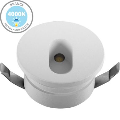 Foco de encastrar DIRAME redondo fixo IP65 1W LED 60lm 4000K Alt.0,4xD.4,5cm Branco