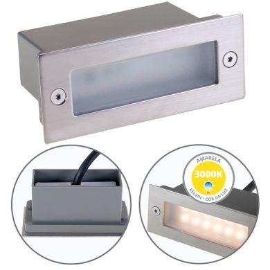 Recessed Wall Lamp MAGNUS IP44 1,2W LED 45lm 3000K W.11xW.4,5xH.5,5cm Aluminum