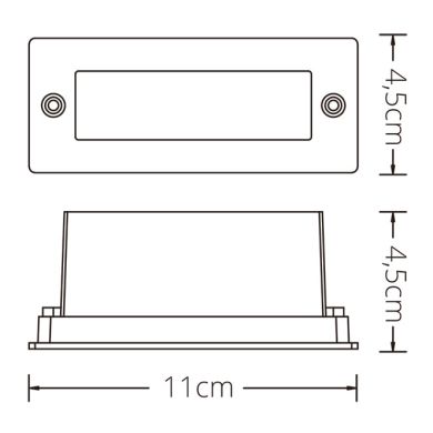 Aplique de encastrar MAGNUS IP44 1,2W LED 45lm 3000K C.11xL.4,5xAlt.5,5cm alumínio