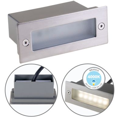 Recessed Wall Lamp MAGNUS IP44 1,2W LED 45lm 4000K W.11xW.4,5xH.5,5cm Aluminum