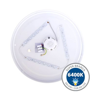 Plafond DRIFT 18W LED 1440lm 6400K Alt.6xD.32cm Branco