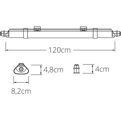 Regleta CIANITA 120cm IP65 70W LED 6300lm 6400K C.124xL.8,2xA.4,8cm Blanco c/conectores rápidos