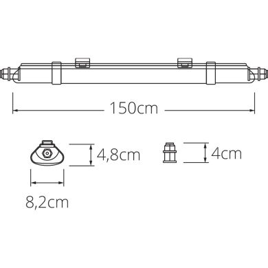 Under Cabinet Light CIANITA 150cm IP65 80W LED 7200lm 6400K W.152,5xW.8,2xH.4,8cm White w/connectors