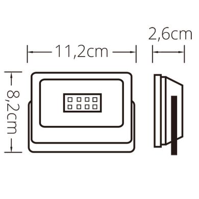 Proyector TUMUT IP65 10W LED 750lm 6400K C.11,2xL.2,6xA.8,2cm Negro