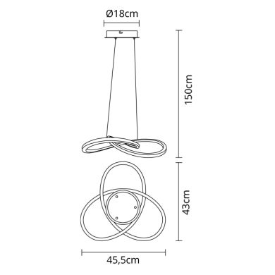 Colgante DORALICE 38W LED 1900lm 3000K Al.Reg.xD.45cm negro