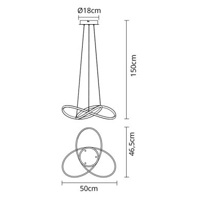 Pendant Light DORALICE 40W LED 1650lm 3000K H.Reg.xD.50cm black