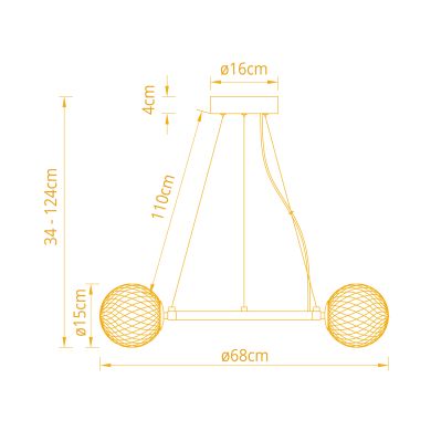 Candeeiro de tecto ANDREZA 22W LED 1600lm 2700K Alt.Reg.xD.68cm bronze