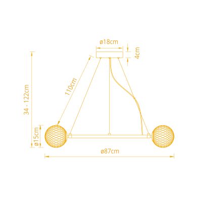 Candeeiro de tecto ANDREZA 232W LED 2200lm 2700K Alt.Reg.xD.53cm bronze