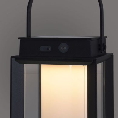 Candeeiro de mesa KAYLA IP54 1x2W LED 200lm 3000K C.16xL.16xAlt.47,5cm Preto, com painel solar