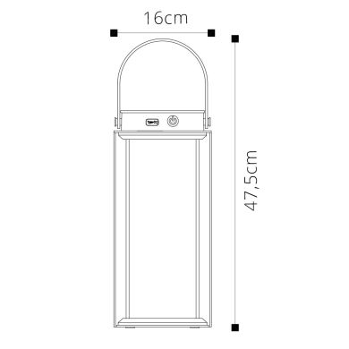 Candeeiro de mesa KAYLA IP54 1x2W LED 200lm 3000K C.16xL.16xAlt.47,5cm Preto, com painel solar