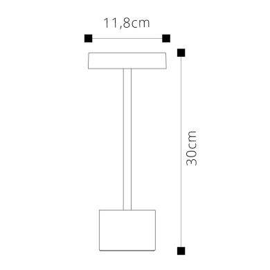 Sobremesa CANDY con cargador y cable USB IP54 1x2W LED 230lm Al.30xD.11,8cm Blanco