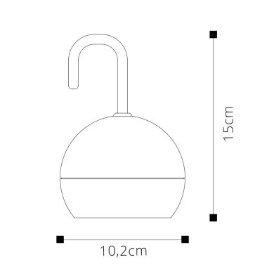 Candeeiro de mesa KIKA IP54 1x2W LED 180lm 3000K Alt.15xD.10,2cm Preto, com carregador e cabo USB