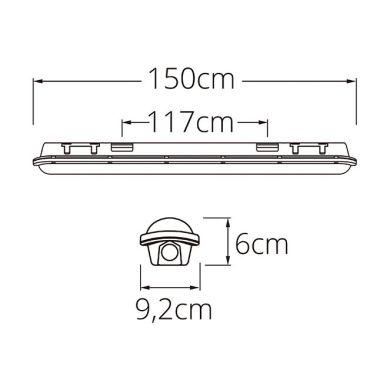 Plafond LAZURITA 56W LED 150cm 5600lm 6400K IP65 White