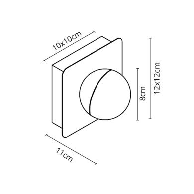 Aplique SIRLA 1x5WLED 550lm 4000K IP44 C.12xL.11xAlt.12cm cromado