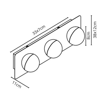 Aplique SIRLA 3x5W LED 1650lm 4000K IP44 C.10xL.5xAlt.10cm cromado