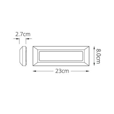 Aplique EIRIZ IP65 1x4W LED 300lm 4000K C.23xL.2,5xAlt.8cm ABS+PC preto