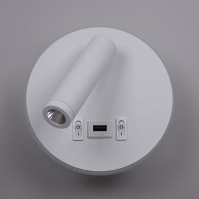 Aplique MATSYS 11W LED 657lm 3000K, porta USB C.9xL.4xAlt.120cm branco