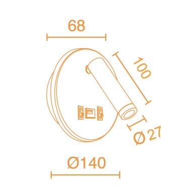 Aplique MATSYS 11W LED 657lm 3000K, porta USB C.9xL.4xAlt.120cm branco
