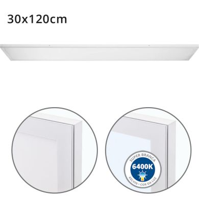 Panel superficie VOLTAIRE 30x120 72W LED 5760lm 6400K 120° C.120xL.30xA.2,3cm Blanco