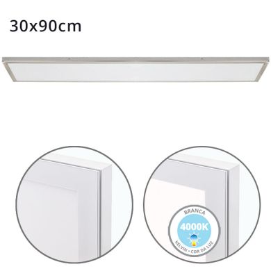 Surface Mounted Panel VOLTAIRE 30x90 72W LED 5760lm 4000K 120° W.90xW.30xH.2,3cm Nickel