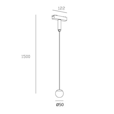 Colgante para Carriles magnéticos PIQUET (2 hilos) 6W LED 350lm 3000K 38° Al.150xD.5cm negro