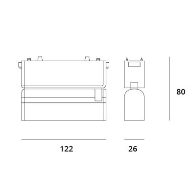 Barra orientável p/calha magnética PIQUET (2 condutores) 6W LED 480lm 3000K 24° C.12,2xL.2,6xAlt.8cm