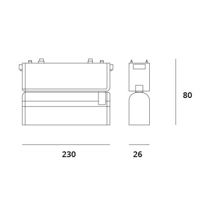 Adjustable Magnetic Track Linear Light PIQUET (2 wires) 12W LED 870lm 3000K 24° L.23xW.2,6xH.8cm