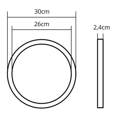Panel de superficie ERASMUS redondo 24W LED CCT 3000/4000/6500K Al.2,4xD.30cm Blanco