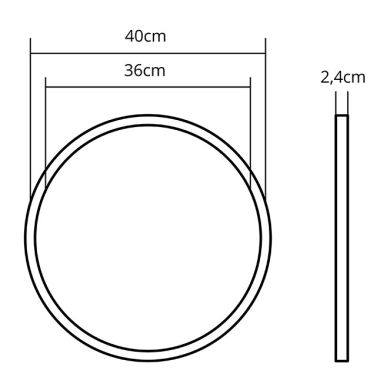 Painel de superficie ERASMUS redondo 32W LED 2560lm 3000K Alt.2,4xD.40cm Branco