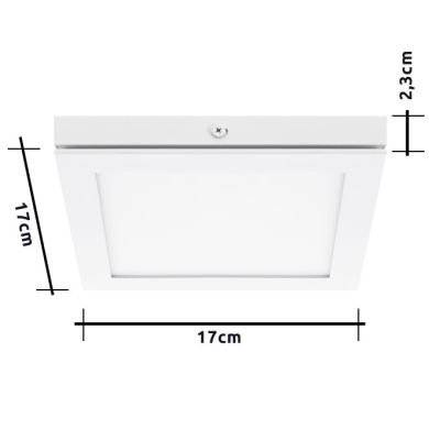 Surface Mounted Panel TOLSTOI 17x17 12W LED 720lm 3000K 120° W.17xW.17xH.2,3cm White