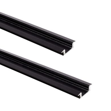 Black Profile for LED strip with tabs with opaline diffuser (to be recessed) W.24.7xH.7mm